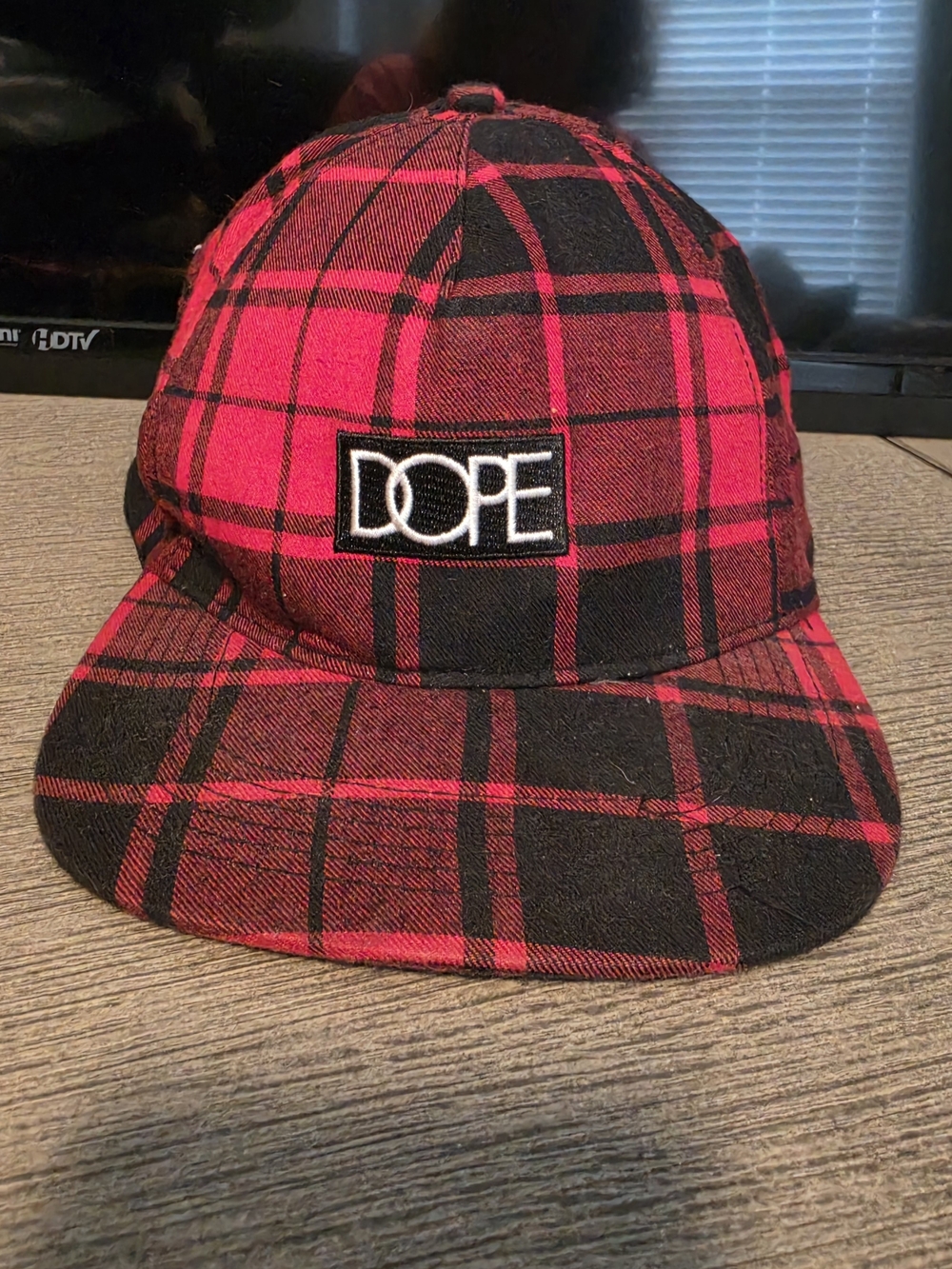 DOPE Red & Black Plaid Cap